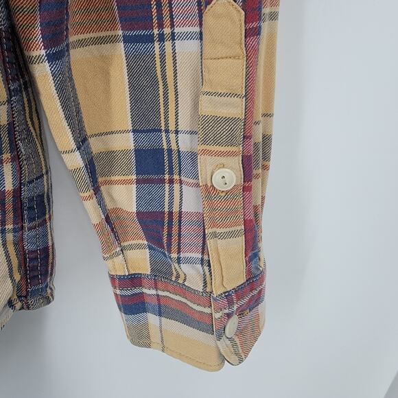 Eddie Bauer Shirt Mens TXL Plaid Yellow Blue Red Button Up Cotton Classic Fit - Picture 4 of 8